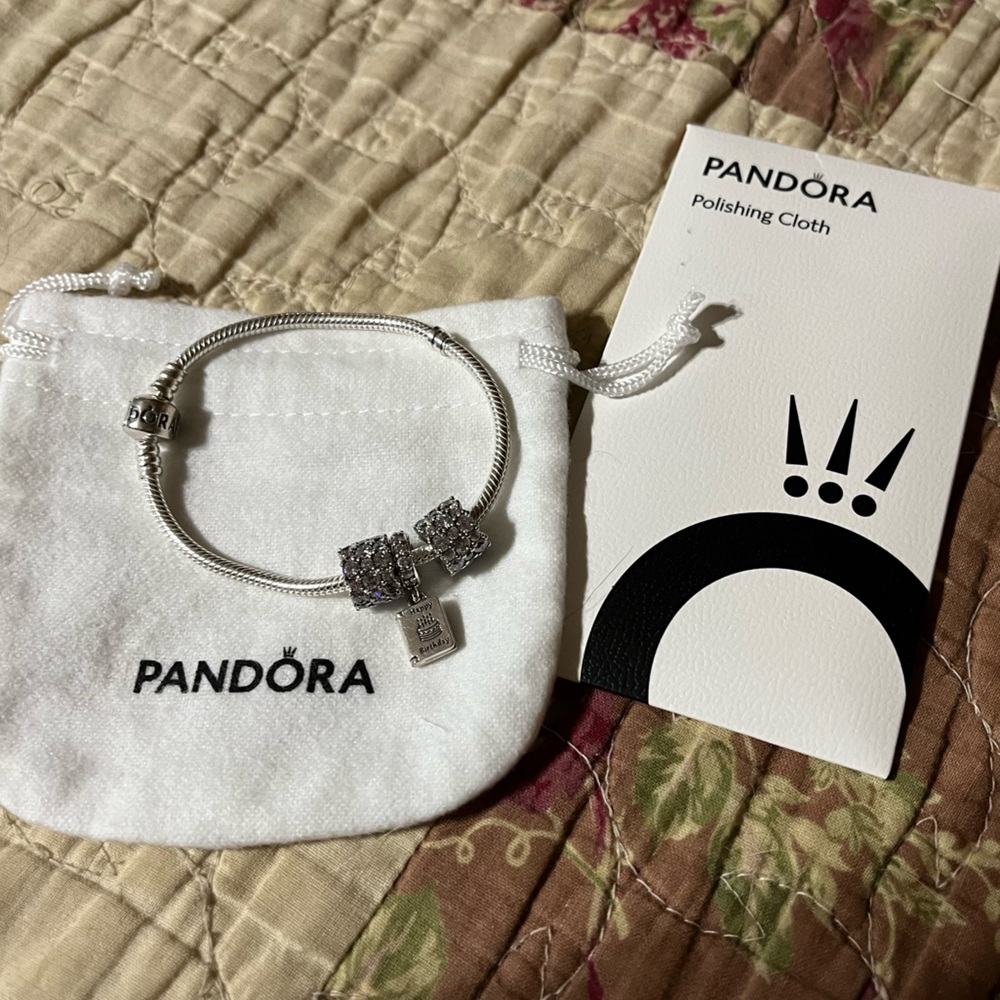 Pandora Sterling Silver Birthday Sparkle Charm Bracelet